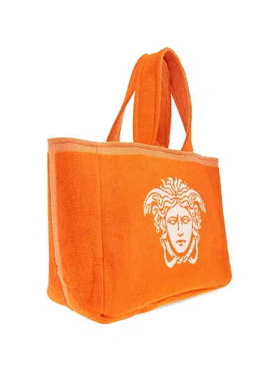 Versace 메두사 테리 자카드 비치 백 In Orange