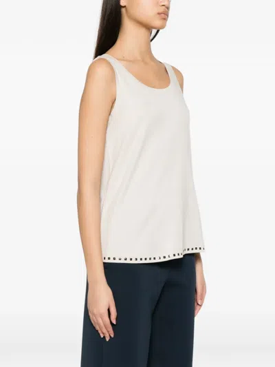 S Max Mara 스터드 장식 민소매 탑 In Neutral