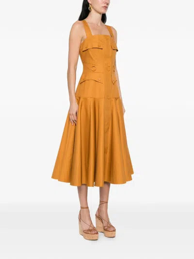 Zimmermann 포켓 유틸리티 미디 드레스 In Orange