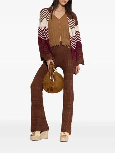 Akep オープンワーク ストレートパンツ In Brown