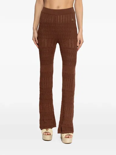 Akep オープンワーク ストレートパンツ In Brown