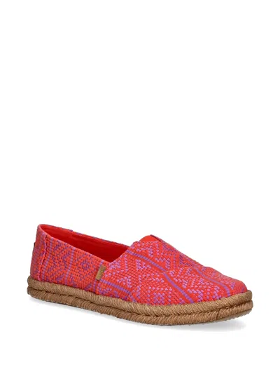 Toms 브레이디드 트리밍 플랫 에스파드리유 In Red