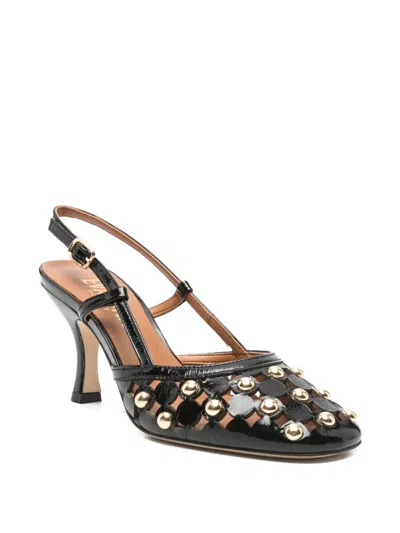 Evaluna Round-toe Studded Pumps In Black