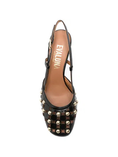 Evaluna Round-toe Studded Pumps In Black