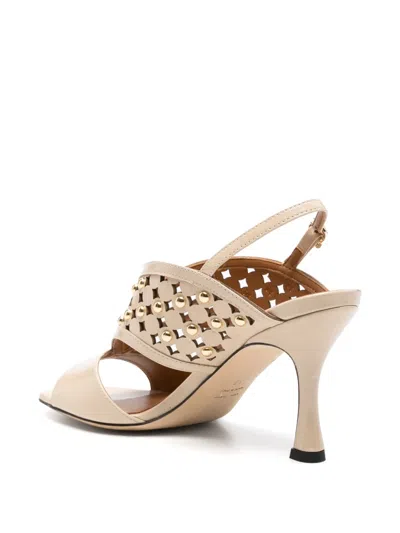 Evaluna Stud-embellishment Sandals In Neutral
