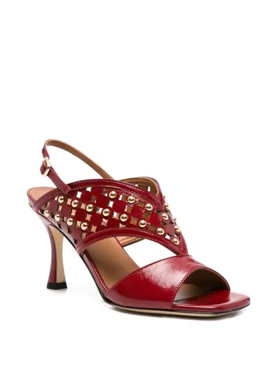 Evaluna 스터드 장식 샌들 In Red