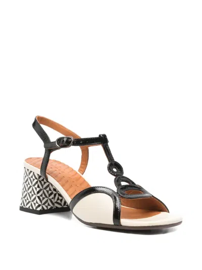 Chie Mihara T-strap Patterned Sandals In Black
