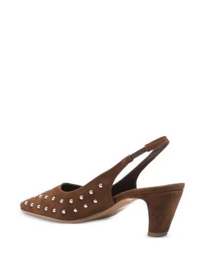 Biancadi 스터드 장식 레더 슬링백 펌프스 In Brown
