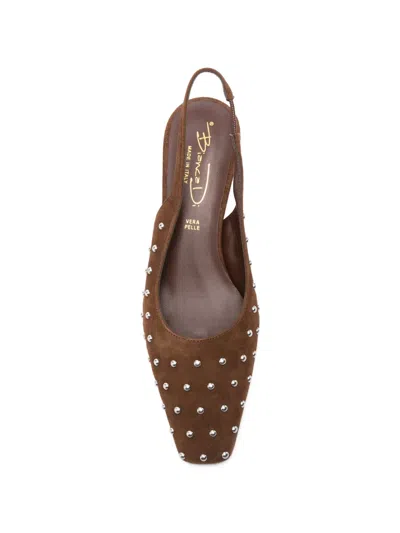 Biancadi 스터드 장식 레더 슬링백 펌프스 In Brown