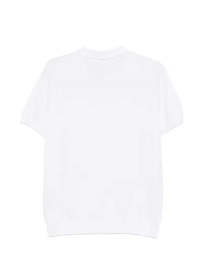 Diktat 파인 니트 V넥 폴로 셔츠 In White