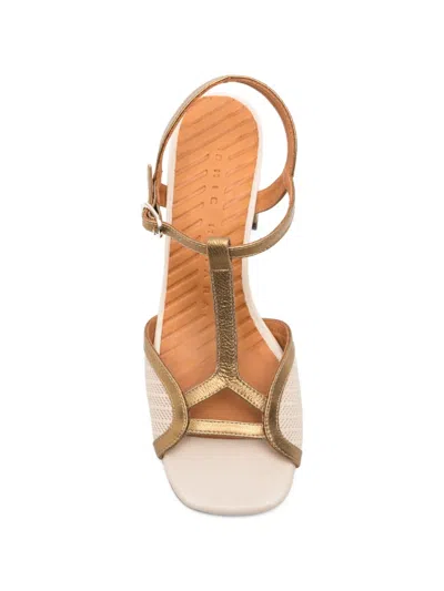 Chie Mihara T-strap Perforated Sandals In Neutral