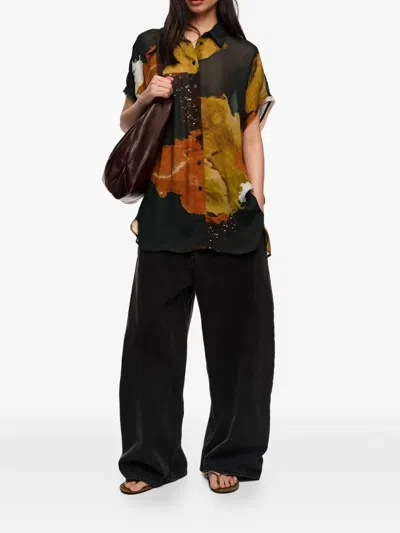 Bimba Y Lola Blot Pattern Button Shirt In Black
