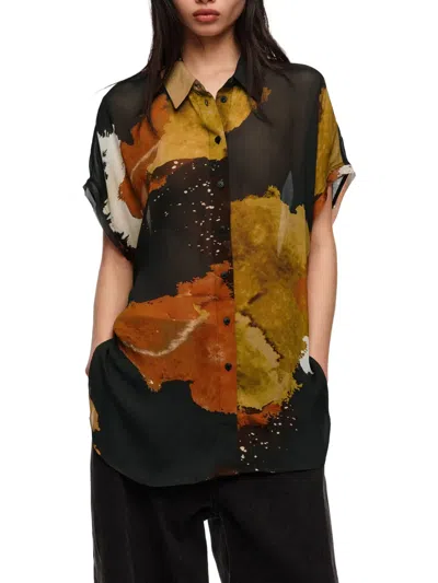 Bimba Y Lola Blot Pattern Button Shirt In Black