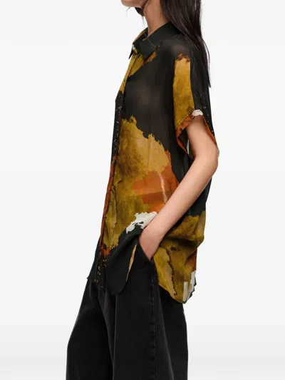 Bimba Y Lola Blot Pattern Button Shirt In Black
