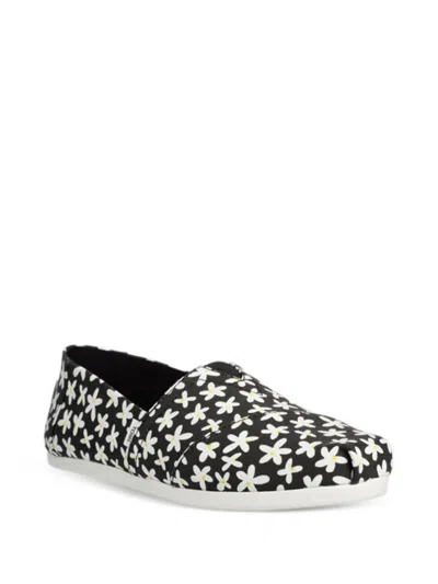 Toms 플로럴 패턴 플랫 에스파드리유 In Black