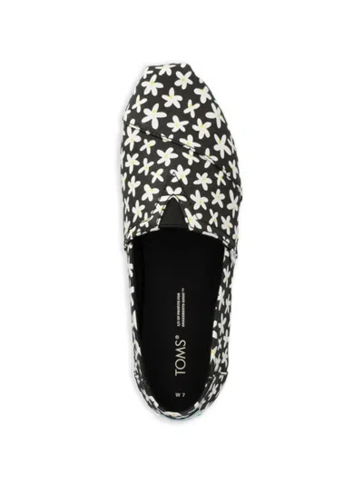 Toms 플로럴 패턴 플랫 에스파드리유 In Black