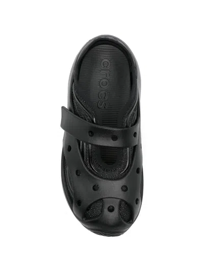 Crocs Caged Perforated Strap Clogs In Black