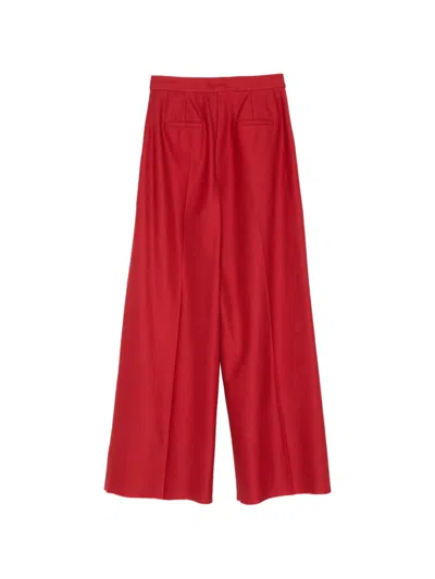 Max Mara Cotton Gabardine Jersey Trousers In Red