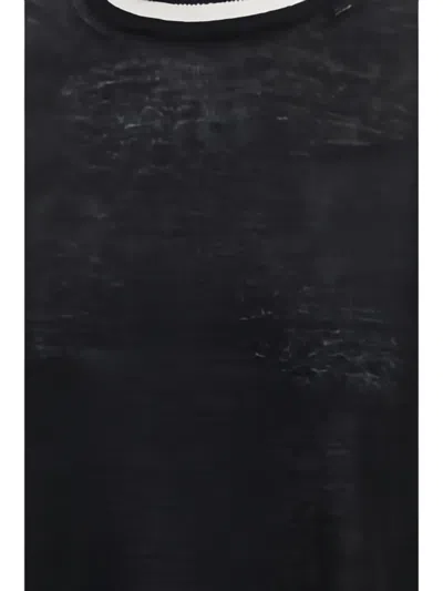 S Max Mara 스트라이프 리넨 티셔츠 In Black