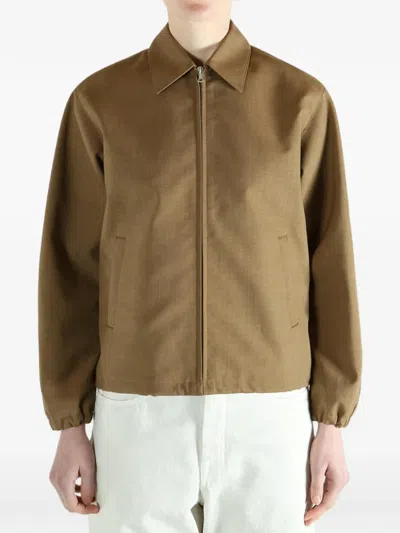Auralee Zip Collar Jacket In Brown