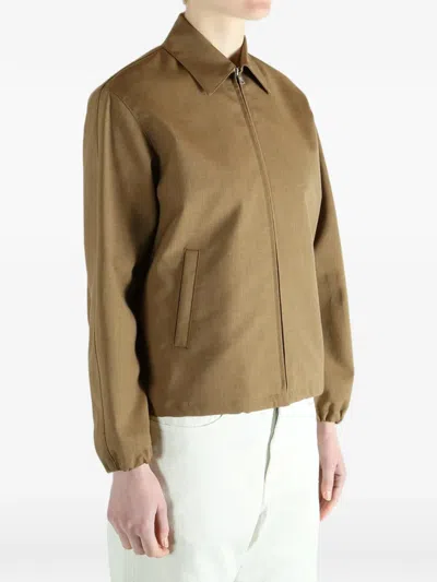 Auralee Zip Collar Jacket In Brown