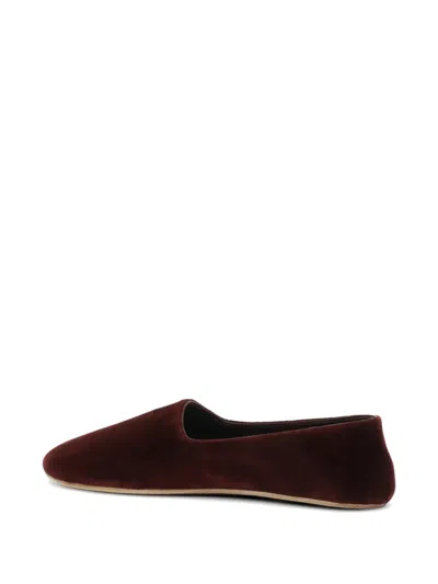 The Row Ponti Velvet Slip-on Shoes In Brown