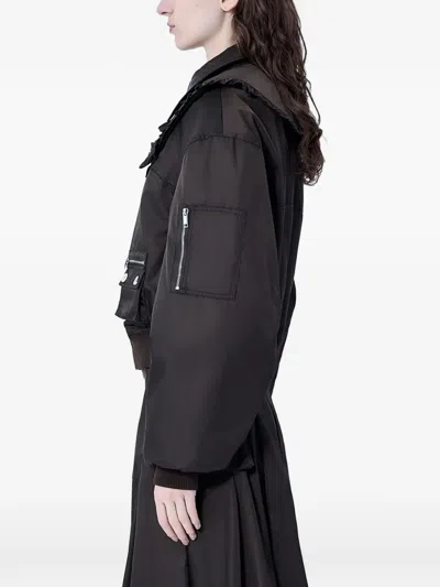 Ganni Ruffled Multiple Pockets Jacket In Brown