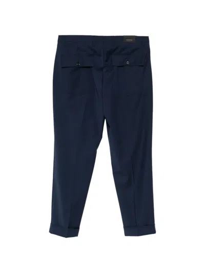 Michael Coal Button Trousers In Blue