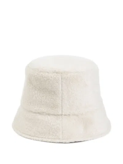 Moncler Logo Reversible Teddy Bucket Hat In Neutral
