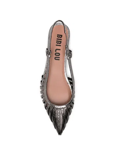 Bibi Lou Plomo Woven Slingback Flat Pumps In Silver