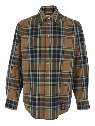 LOGO-PATCH CHECK-PATTERN SHIRT
