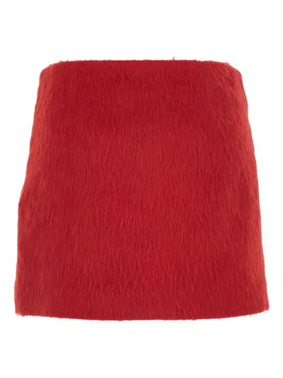 Msgm Concealed Zip Miniskirt In Red