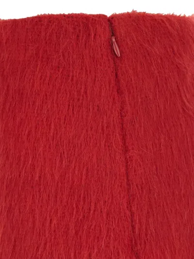 Msgm Concealed Zip Miniskirt In Red