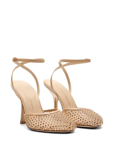 Stuart Weitzman Bareitall Crystal-embellished Ankle Strap Pumps In Burgundy