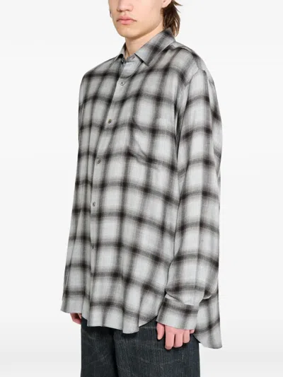 Ssstein 체크 오버사이즈 셔츠 In Gray
