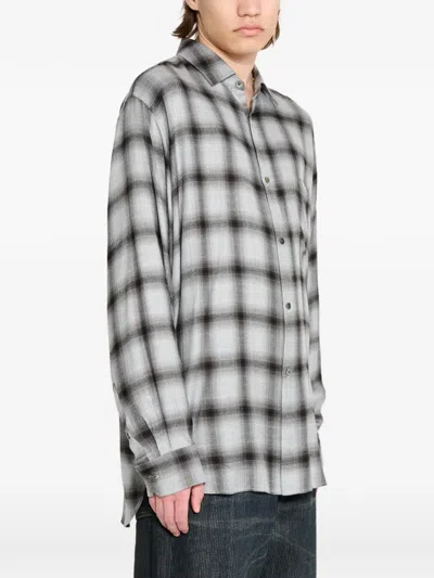 Ssstein 체크 오버사이즈 셔츠 In Gray