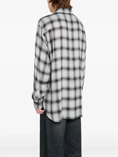 Ssstein 체크 오버사이즈 셔츠 In Gray