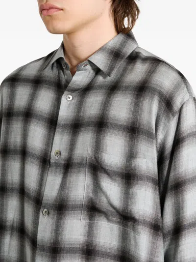 Ssstein 체크 오버사이즈 셔츠 In Gray