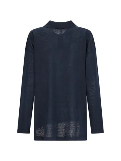 S Max Mara 클래식 칼라 버튼 가디건 In Blue