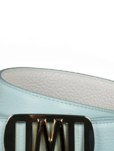 Moorer Hepsie Reversible Rectangular-buckle Leather Belt In Blue