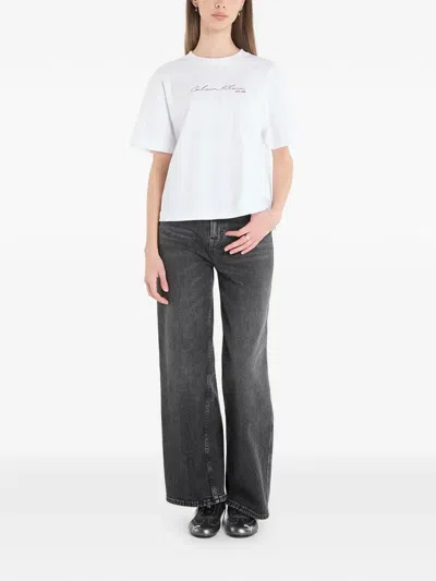 Calvin Klein 그래픽 박시 티셔츠 In White