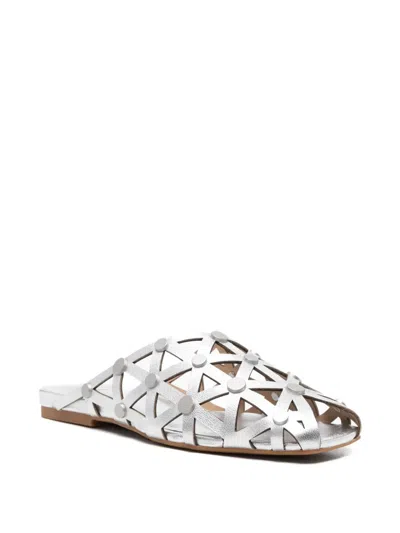 Ash Bone Cut-out Sandals In Silver
