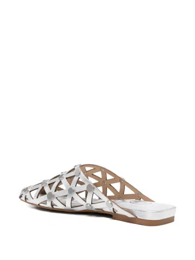 Ash Bone Cut-out Sandals In Silver