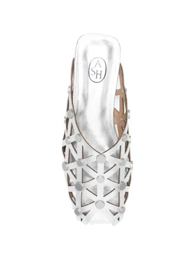 Ash Bone Cut-out Sandals In Silver