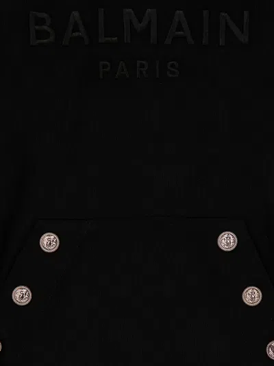 Balmain 로고 자수 후디 In Black