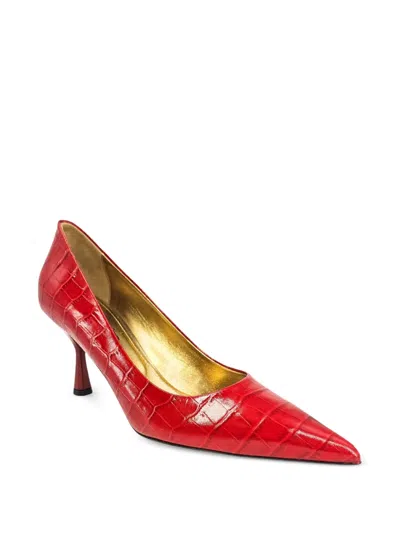 Madison.maison 아누치아 레더 크로커다일 이펙트 펌프스 In Red