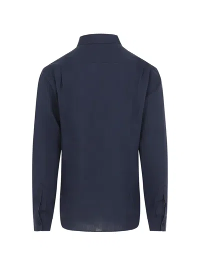 Sease 체스트 포켓 긴소매 셔츠 In Blue