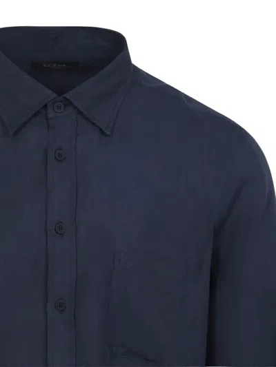 Sease 체스트 포켓 긴소매 셔츠 In Blue