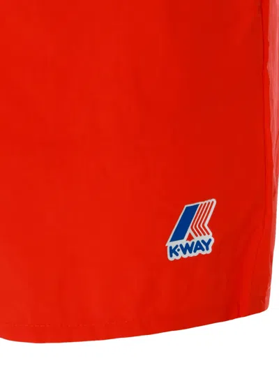 K-way 르 브레 올리비에 드로스트링 로고 스윔 쇼츠 In Red