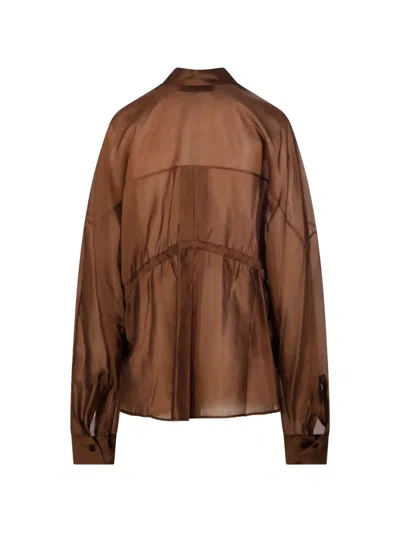 The Latest 달리다 드로스트링 블라우스 In Brown